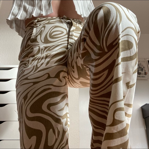 Y2K NWT Marbled Trendy Cute 200s Flare Jean Pants Brown White Medium 26 - Picture 7 of 8